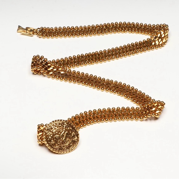 CHANEL CC Rare Vintage Gold Angel Coin Medal  Belt / Necklace - Picture 3 of 9